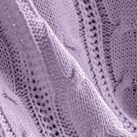 LIlac Purple Cozy Knit Cable Knit Weave Pattern Decorative Bed Accent Blanket - Picture 2 of 9